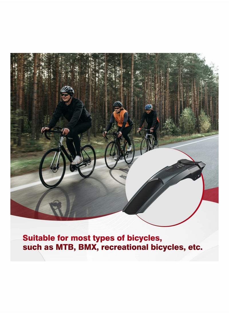 SYOSI - 2PC Mountain Bike Fender Carbon Fiber Pattern Bicycle Fenders Rear Front Mountain Mud Guard Against Splashing Water & Dirt Bike Mud Guard - Image 1
