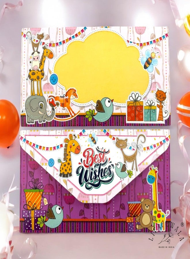 LIFAFEWALA Latest Kids Shagun Envelopes in 3 Fold Colorful Design for Gifting,Baby Showers, Birthdays, Parties, New Borns, Festivals, etc (Pack of 10) (Purple) - Image 2