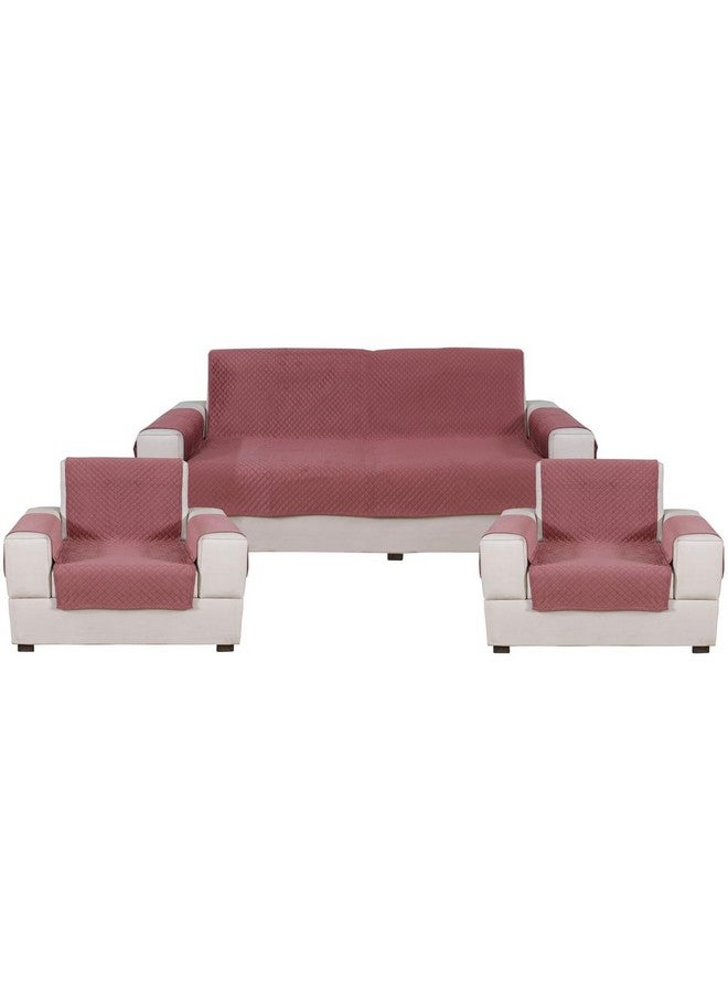 Nendle Luxurious Soft Velvet Quilted Anti-Slip Sofa Cover 5 Seater Fully Covered with Combined Sofa Seat, Back and Arms Protector Covers (Pink, Pack of 3+1+1) - Image 2