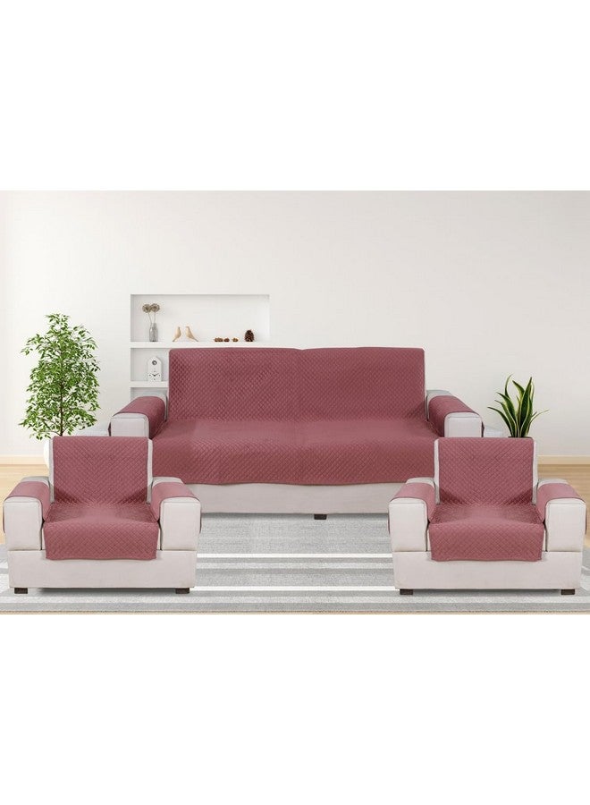 Nendle Luxurious Soft Velvet Quilted Anti-Slip Sofa Cover 5 Seater Fully Covered with Combined Sofa Seat, Back and Arms Protector Covers (Pink, Pack of 3+1+1) - Image 1