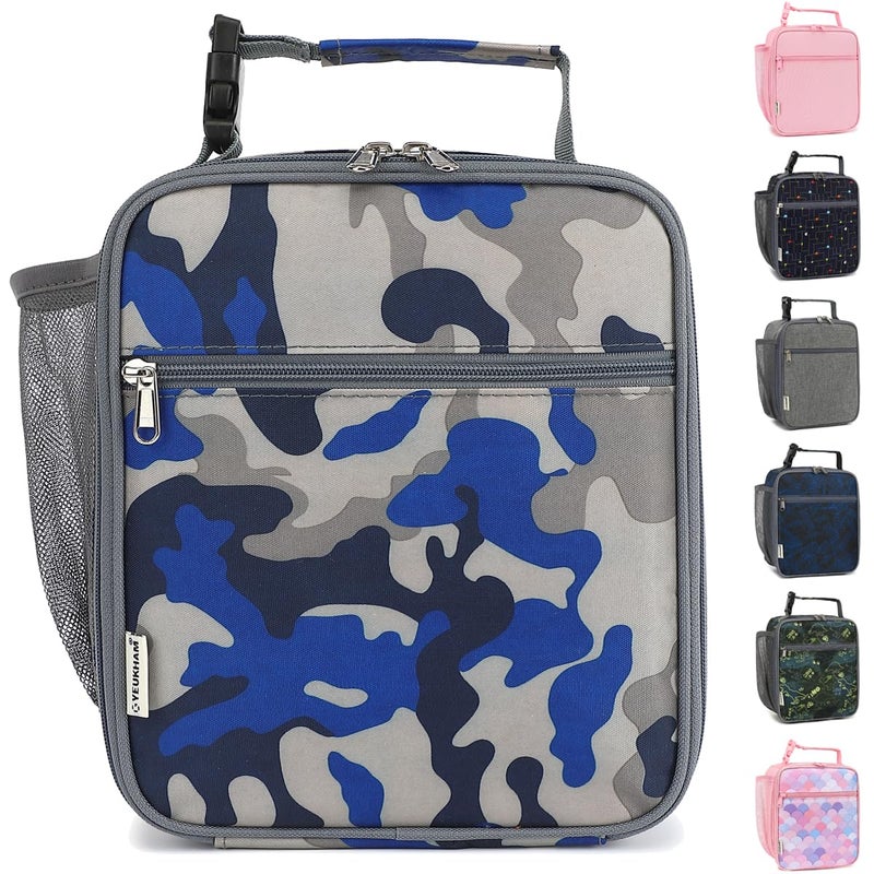 GYEUKHAM Lunch Box for Kids Boys Girls Men Women Insulated Small Soft Cooler Lunch Bag Kit for School Work Picnic Travel Reusable Portable lunchboxBlue Camouflage