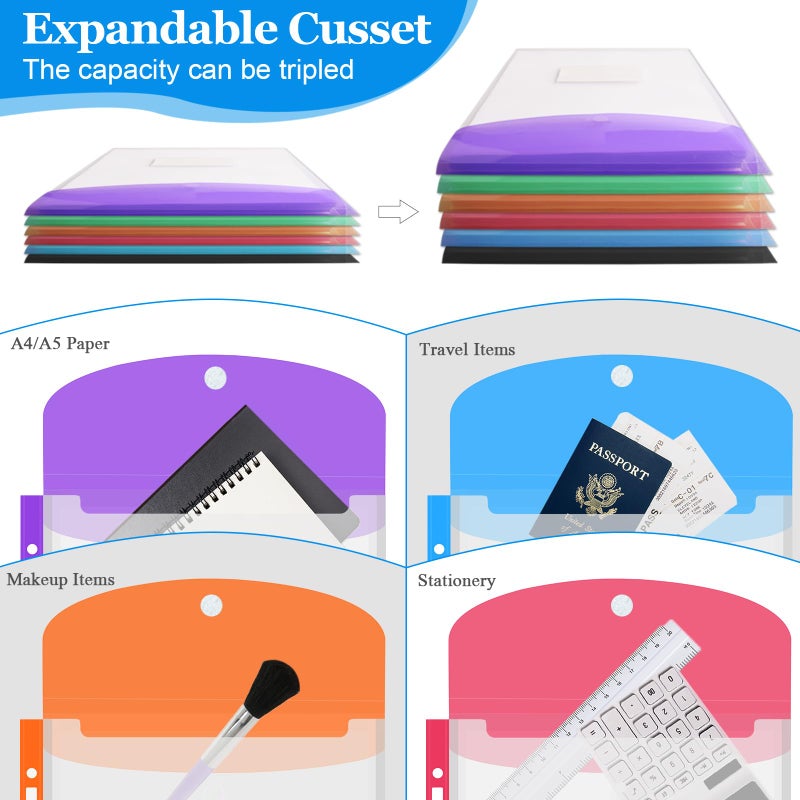 Surcotto 36 Pack Binder Folders with Pockets 11 Holes Expandable Dividers for 2/3/4 Ring Document Pouch with Snap Button & Label Loose-Leaf Transparent Binder Organizer for School Home Office - Image 4