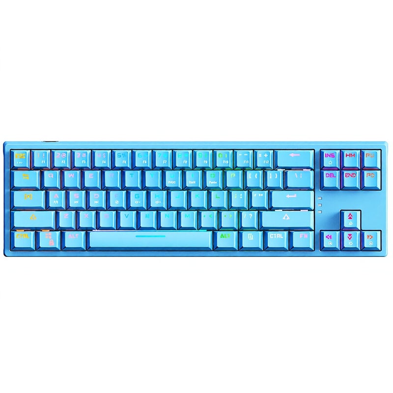 لوحة مفاتيح ميكانيكية سلكية BAJEAL K71 71 مفتاحًا لوحة مفاتيح ألعاب مع تأثير ضوء RGB مفتاح أزرق كابل بيانات قابلة للإزالة أزرق - Image 1