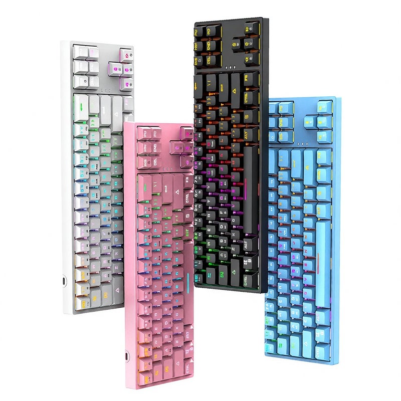 لوحة مفاتيح ميكانيكية سلكية BAJEAL K71 71 مفتاحًا لوحة مفاتيح ألعاب مع تأثير ضوء RGB مفتاح أزرق كابل بيانات قابلة للإزالة أزرق - Image 4