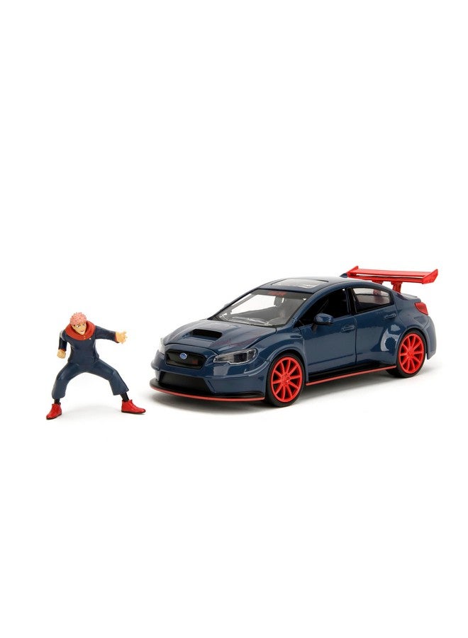 Jada Toys لعبة جادا 2016 سوبارو WRX STI مع تمثال يوغي إيتادوري المصنوع من المعدن، سيارة قابلة للجمع من جوجوتسو كايسن مقياس 1:24 - أبواب، غطاء محرك وصندوق خلفي تفتح - Image 3