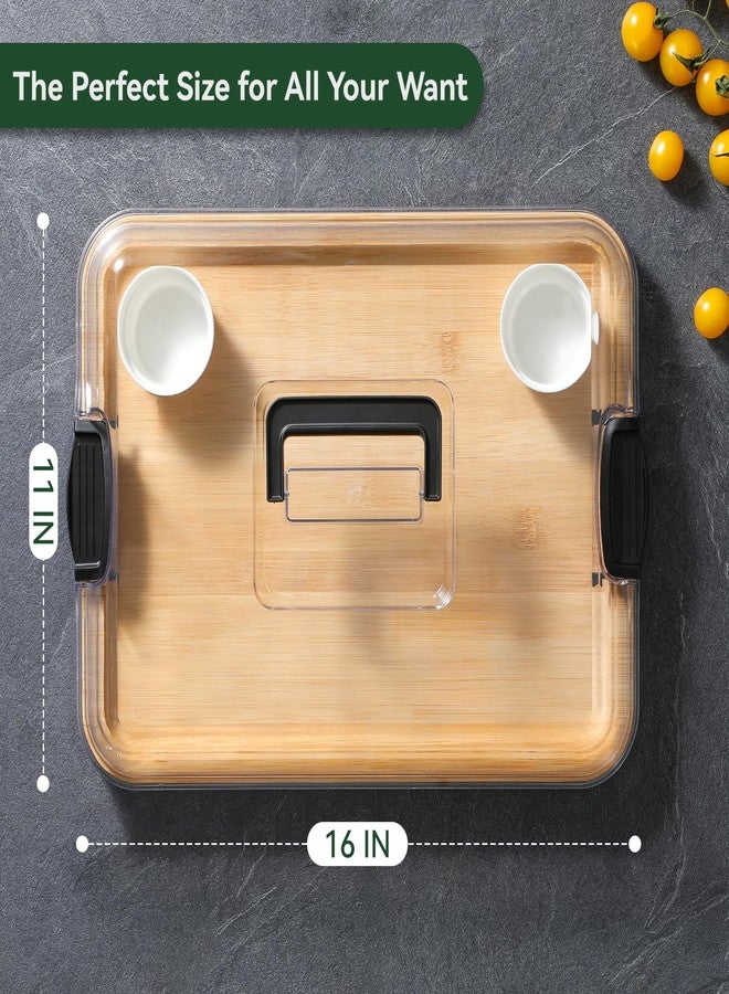 Hiware Charcuterie Boards with Lid, Bamboo Cheese Board Set with Locking Lid with Handle, Charcuterie Board Accessories - House Warming Gifts New Home, Bridal Shower Gifts, Wedding Gifts - Image 2