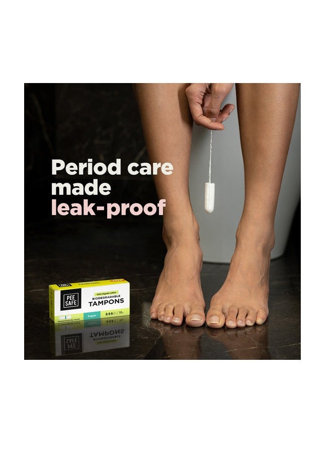 PEESAFE Organic Cotton Tampons - Medim To Heavy Flow Super Size 16 Pcs  - Image 5