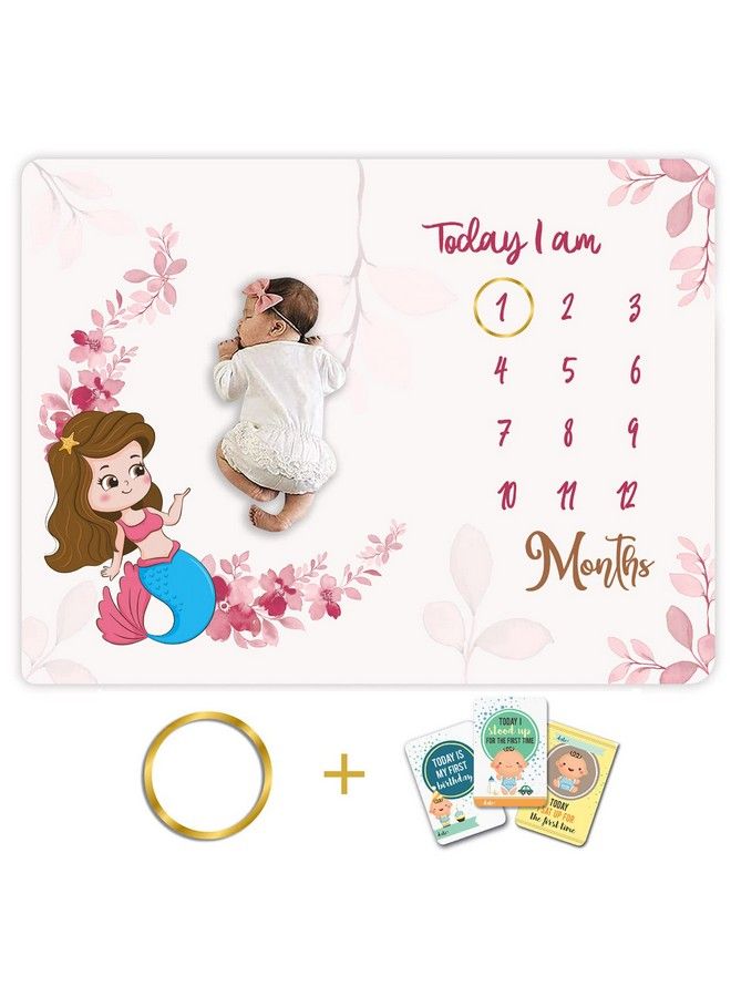 Custom Catch Monthly Milestone Blanket ; 1 To 12 Months ; Best For Newborn Boy & Girl Multicolor Cotton Skin Friendly - Image 1