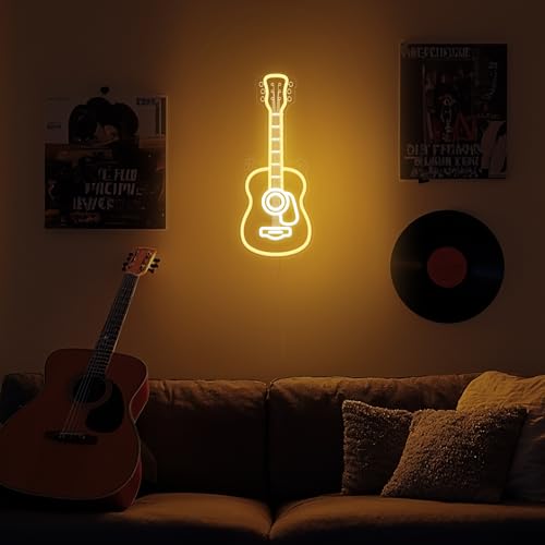 CoolGift Mart Acoustic Guitar Neon Light, Dimmable LED Guitar Neon Wall Sign USB Powered, Decorations for Bedroom Living Room Man Cave Music Studio, Gift for Guitar Players Guitarists Music Lovers - Image 4