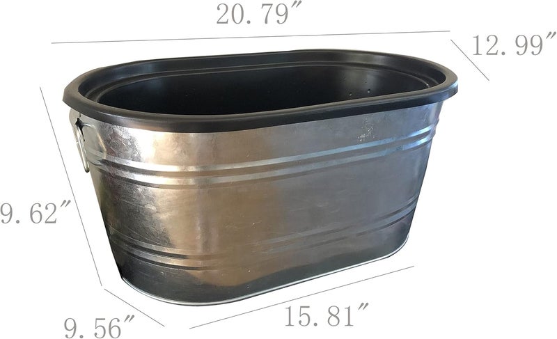 FixtureDisplays FixtureDisplays Insulated Beverage Ice Tub Galvanized Metal Bucket HDPE Interior Soda Beer Champane 12176 12176  - Image 5