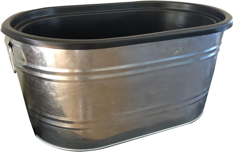 FixtureDisplays FixtureDisplays Insulated Beverage Ice Tub Galvanized Metal Bucket HDPE Interior Soda Beer Champane 12176 12176  - Image 3