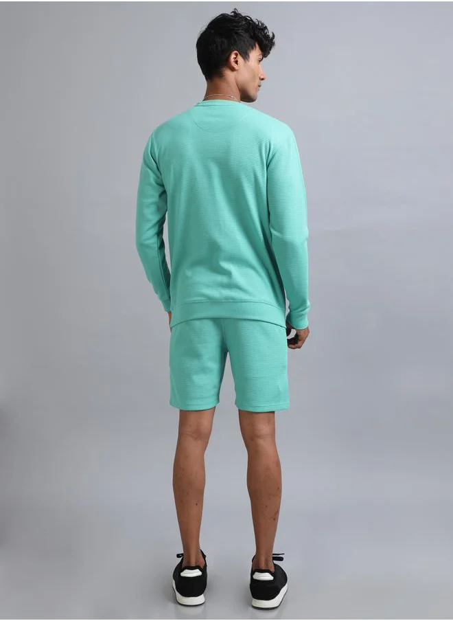 بوشيرت Textured Round Neck T-Shirt and Shorts Co-Ords by Styli