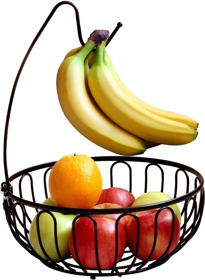 Deco Brothers DecoBros Wire Fruit Bowl Basket with Banana Tree Hanger, Bronze - Image 2