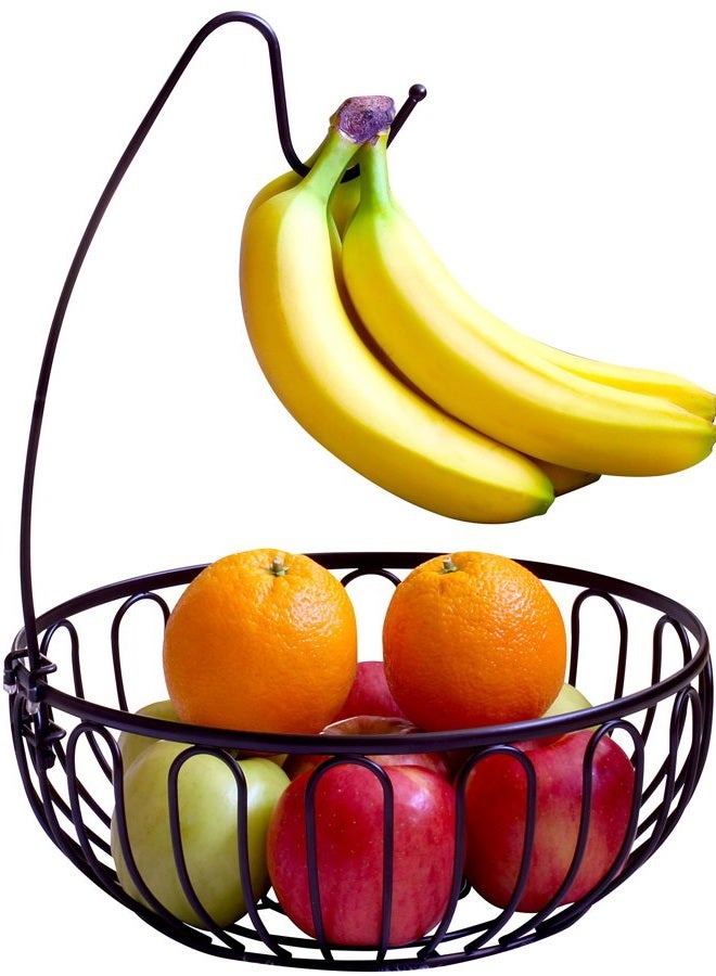 Deco Brothers DecoBros Wire Fruit Bowl Basket with Banana Tree Hanger, Bronze - Image 1