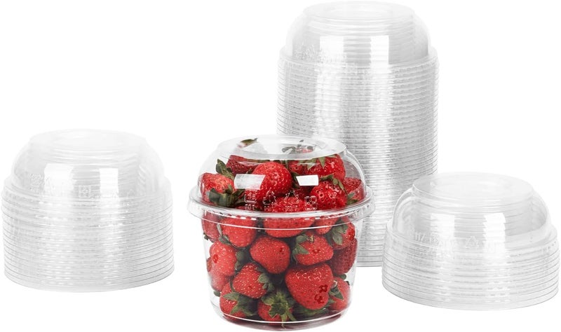 Karat FP-DDL117-PET PET Dome lid for 8-32oz PET Round Deli Container (117mm) - Case of 500 - Image 1