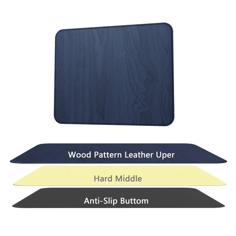 YSAGi Hard Mouse Pad,Ultra Thin Wood-Textured PU Leather Mouse Mat,Waterproof Non-Slip Rubber Base Mousepad for Office/Home/Gaming(Dark Blue) - Image 3