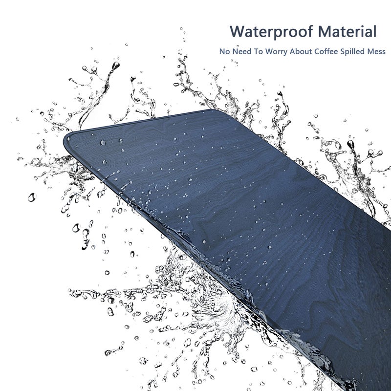 YSAGi Hard Mouse Pad,Ultra Thin Wood-Textured PU Leather Mouse Mat,Waterproof Non-Slip Rubber Base Mousepad for Office/Home/Gaming(Dark Blue) - Image 5