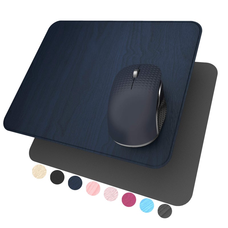 YSAGi Hard Mouse Pad,Ultra Thin Wood-Textured PU Leather Mouse Mat,Waterproof Non-Slip Rubber Base Mousepad for Office/Home/Gaming(Dark Blue) - Image 1