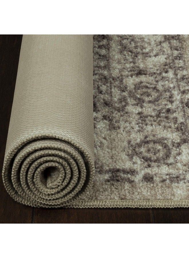 Maples Rugs سجاد مطبخ ليكستون المتضرر غير القابل للانزلاق [صنع في الولايات المتحدة] 2'6 × 3'10 بني محايد - Image 4