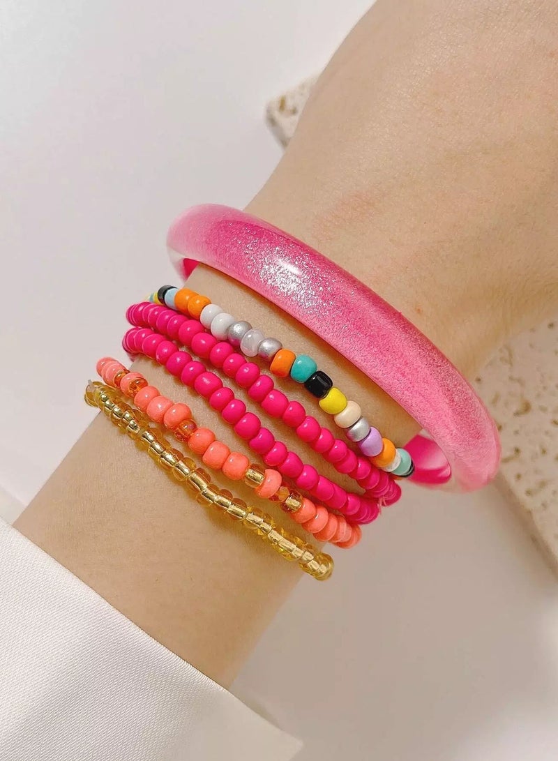 5pcs Colorful Beaded Bracelet & 1pc Bangle  - Image 1