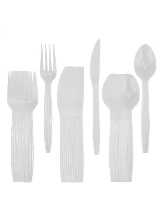 White plastic cutlery set 30 pcs