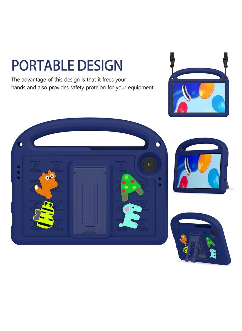 VKL Compatible with Samsung Galaxy Tab A9 Case for Kids 8.7” 2023 released with Holder Shockproof Full Body Protection Cute Cover Shell for Tab A9 Case Kids Pink (dark blue, 8.7”) - Image 5