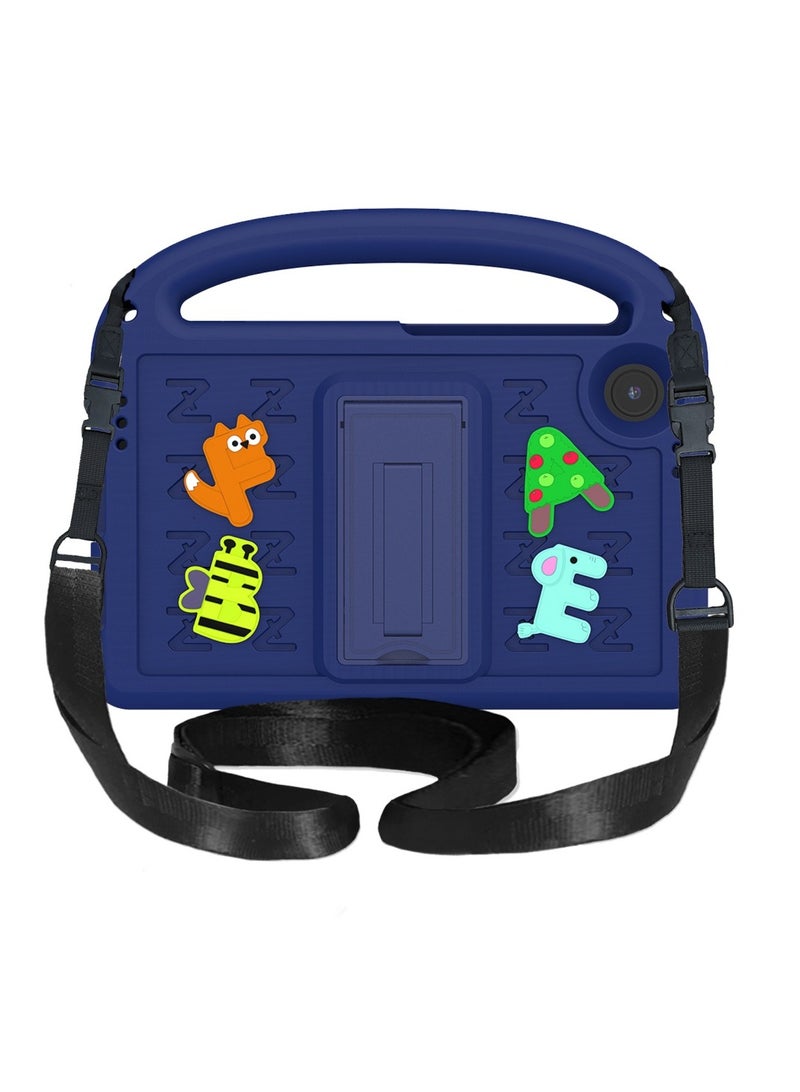 VKL Compatible with Samsung Galaxy Tab A9 Case for Kids 8.7” 2023 released with Holder Shockproof Full Body Protection Cute Cover Shell for Tab A9 Case Kids Pink (dark blue, 8.7”) - Image 3