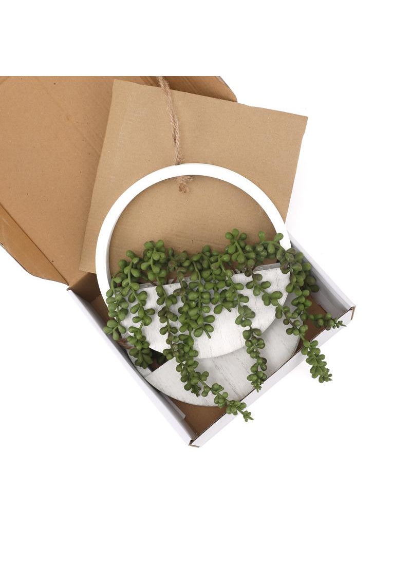 Bluejw 2-Piece Succulent Planter Box Decorative Wooden Round Plant Container Garden Planter Vintage Wall Hanging Flower Pot For Indoor Outdoor Plants Vegetables Herbs Flowers  - Image 5