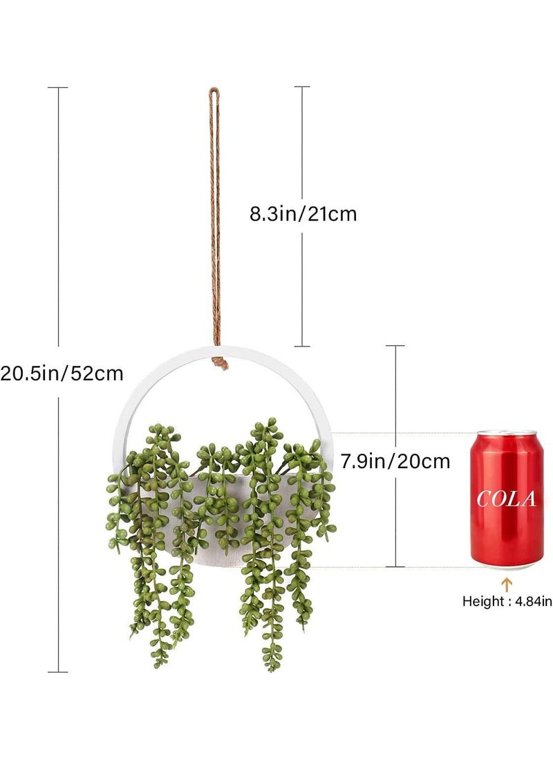Bluejw 2-Piece Succulent Planter Box Decorative Wooden Round Plant Container Garden Planter Vintage Wall Hanging Flower Pot For Indoor Outdoor Plants Vegetables Herbs Flowers  - Image 2