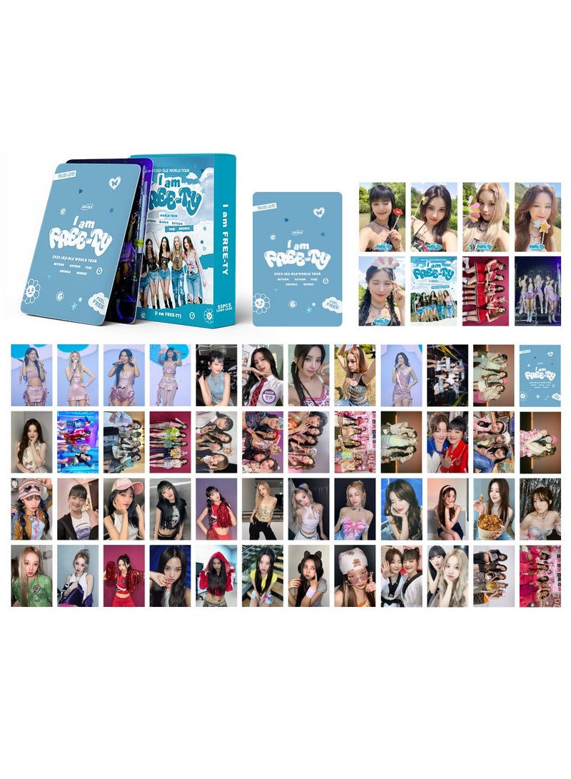 xozgdovg Integrated small card KPOP Korean Wave photo card 55 boxed DIY collection IVE support G-IDLE blue 