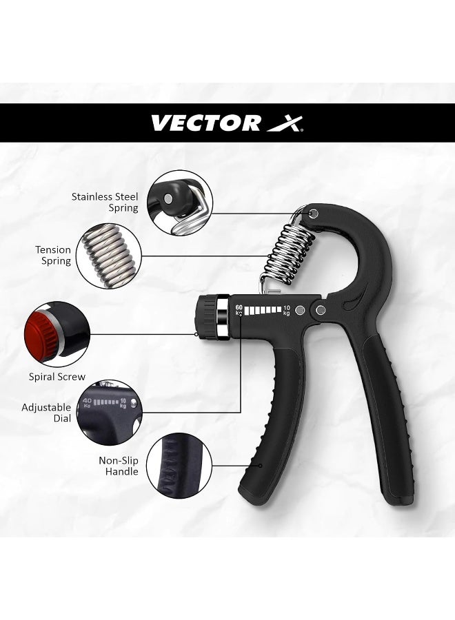 Vector X JF-1112 Adjustable Hand Grip Strengthener for Muscle Building Secure Hand Grip Black - Image 3