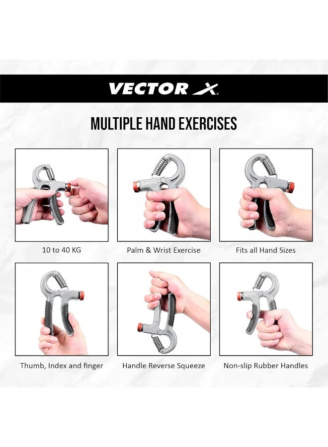 Vector X JF-1112 Adjustable Hand Grip Strengthener for Muscle Building Secure Hand Grip Black - Image 4