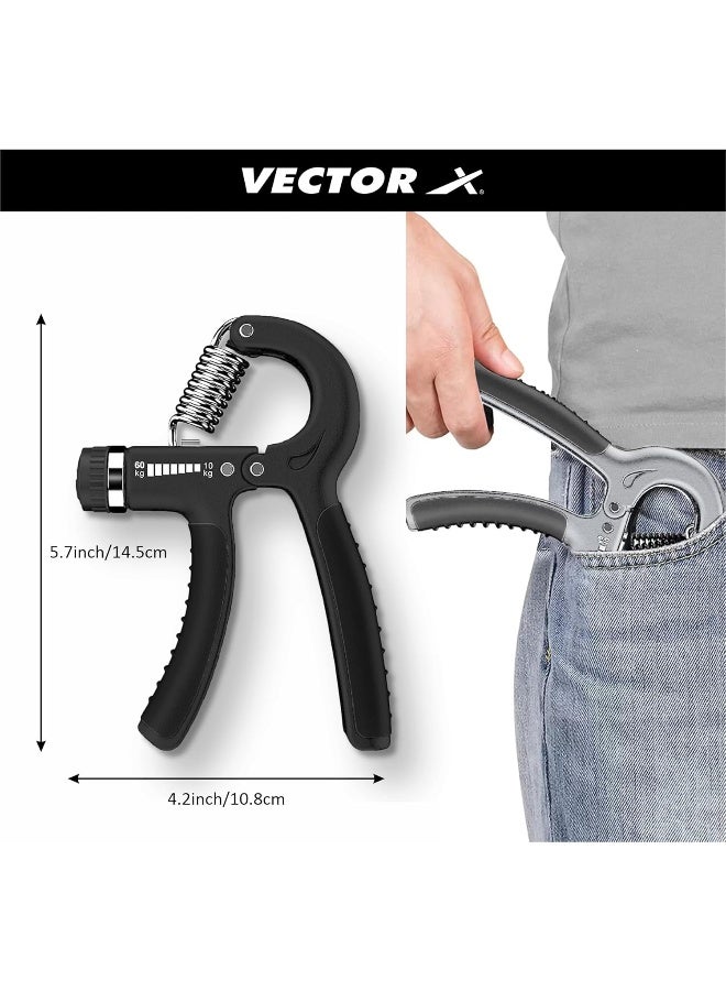 Vector X JF-1112 Adjustable Hand Grip Strengthener for Muscle Building Secure Hand Grip Black - Image 5