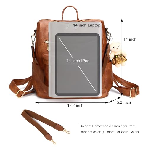 Soperwillton Women Backpack Purse Multipurpose Design Handbags Shoulder Bag PU Leather Travel bag Backpack Set 2pcs - Image 5