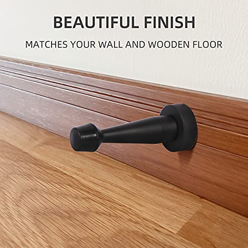 Fipoque Black Door Stop, Solid Brass Decorative Door Stopper Wall Protector, Heavy Duty Door Stop with Rubber Bumper Tip for Door Protection Sound Dampening, Matte Black - Image 3