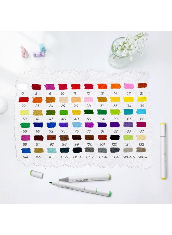 Ohuhu Markers Paper-friendly No Peeling Water-based 60 Colors Dual Brush Fine Tips Coloring Markers for Adult Coloring Books No Bleeding Drawing Pens for Kids Adults Beginner Calligraphy - Image 3