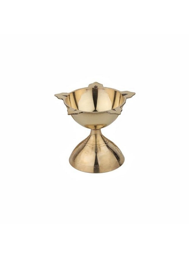 ROLIMOLI 5 Face Brass Diya For Pooja, Mandir, Diwali Festival Oil Lamp Diya For Daily Pooja/ Diwali Pooja Charmukhi Diya For Pooja Size 02, Pack Of 1 - Image 1