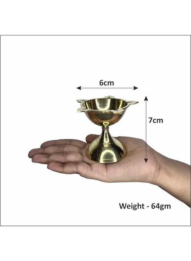 ROLIMOLI 5 Face Brass Diya For Pooja, Mandir, Diwali Festival Oil Lamp Diya For Daily Pooja/ Diwali Pooja Charmukhi Diya For Pooja Size 02, Pack Of 1 - Image 2