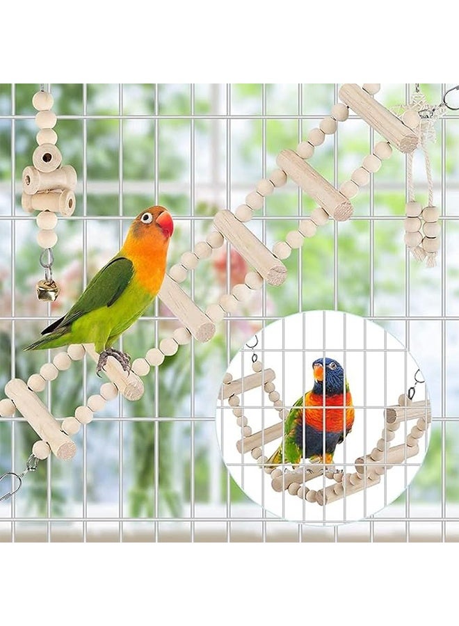 HAVEN 9 Pieces Parrot Swing Toys, Includes Hanging Chew Swing, Climbing Ladder and Bird Cage, Wood Birds Swing Hanging Chewing Bite Rack, Suitable for Budgerigar, Parakeet, Love Birds, Finches - Image 4