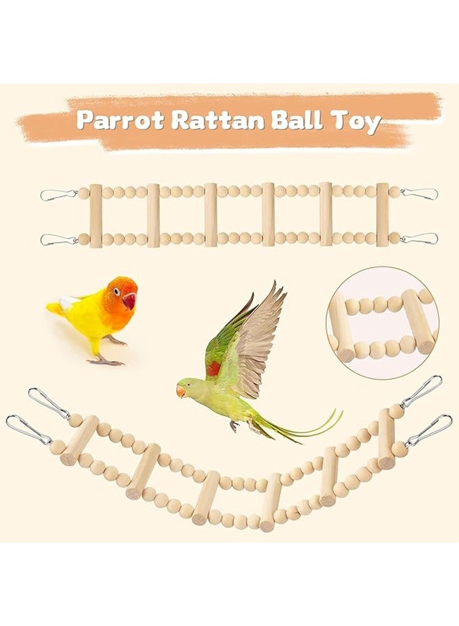 HAVEN 9 Pieces Parrot Swing Toys, Includes Hanging Chew Swing, Climbing Ladder and Bird Cage, Wood Birds Swing Hanging Chewing Bite Rack, Suitable for Budgerigar, Parakeet, Love Birds, Finches - Image 3