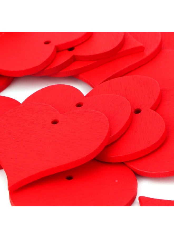 klarako 100Pcs Wood Slices Hand?Made Red Heart?Shaped Pendant Crafts DIY Wedding Decoration - Image 2