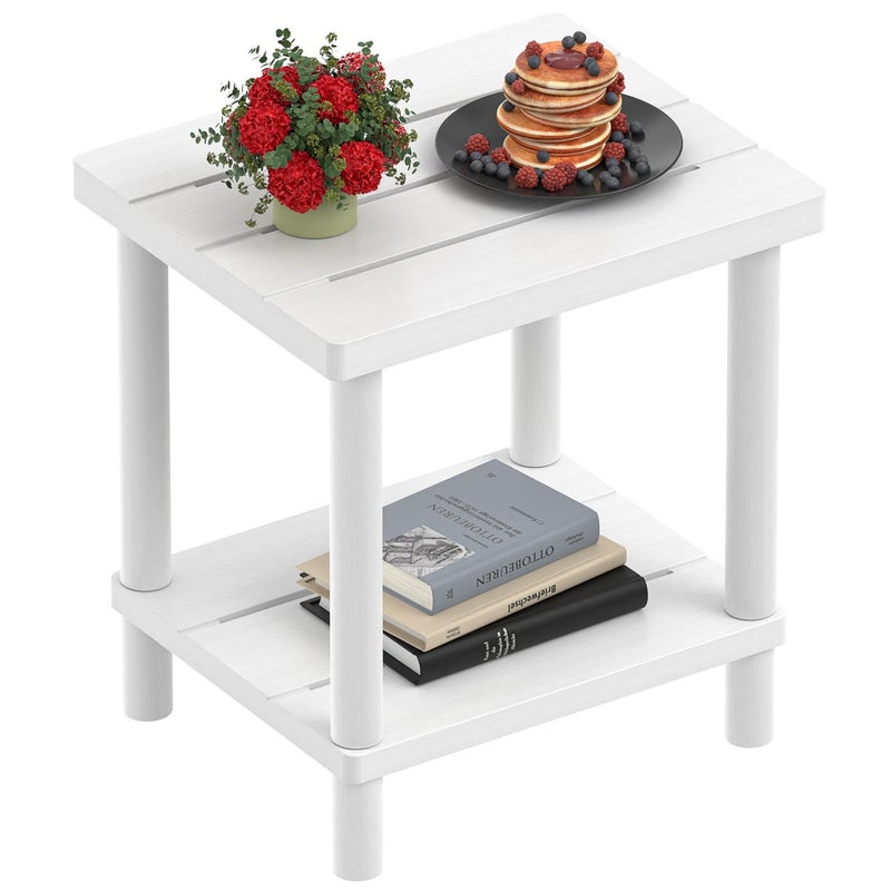 LEJANEOYE Outdoor Side Table 2Tier Small Outdoor Table for Patio Adirondack Side Tables for Outside or Indoor Bamboo End Table for Pool Porch Weather Resistant Easy Maintenance