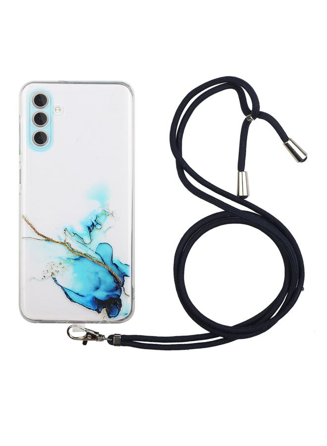 اس-توب جراب لهاتف Samsung Galaxy S23+ 5G من مادة TPU بنمط رخامي مجوف مقاوم للصدمات مع حبل لحزام الرقبة - Image 1