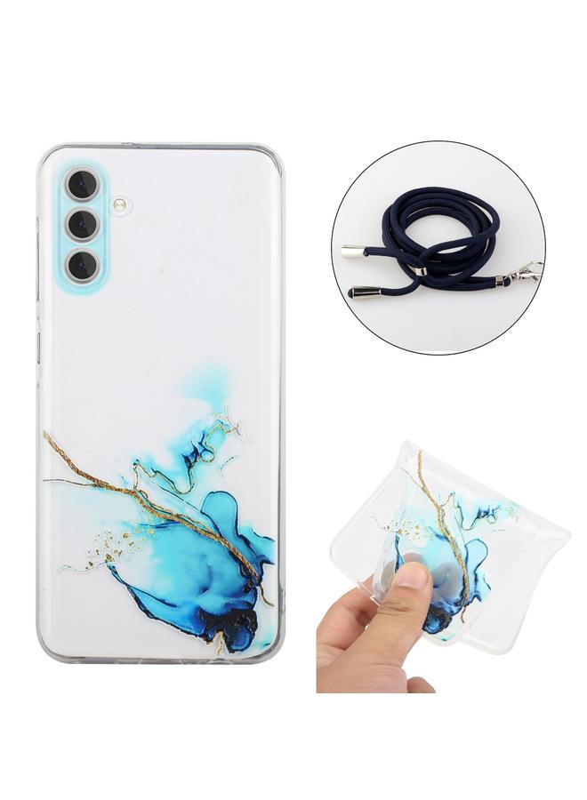 اس-توب جراب لهاتف Samsung Galaxy S23+ 5G من مادة TPU بنمط رخامي مجوف مقاوم للصدمات مع حبل لحزام الرقبة - Image 2