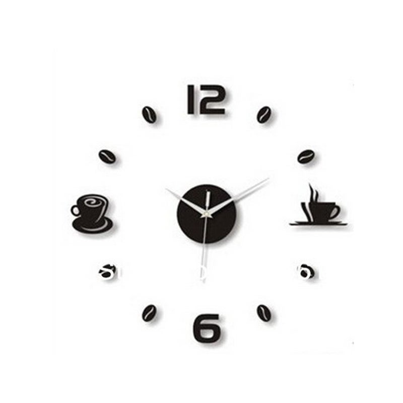 2pcs Roman Sticker Wall Decor Mirror Clock for Home DIY Wall Clock Wall Decoration (Black) - Image 2