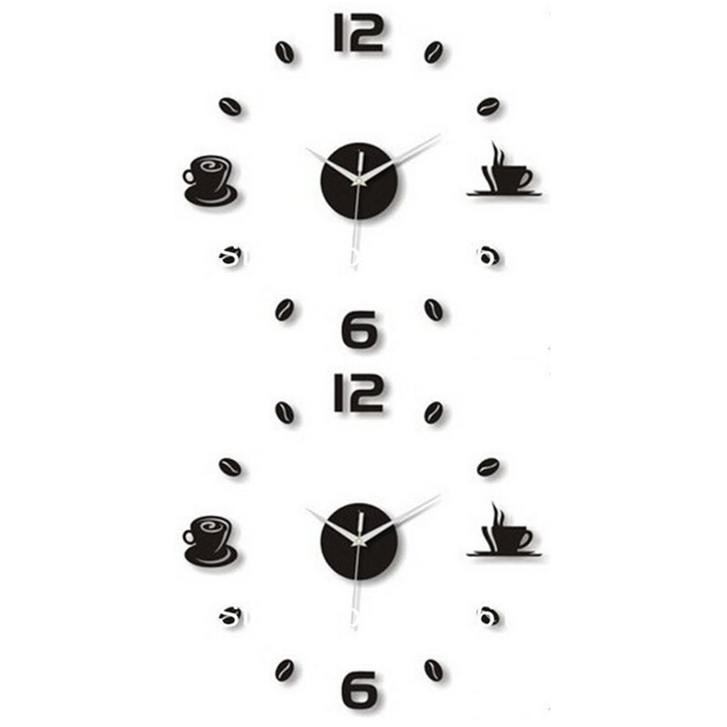 2pcs Roman Sticker Wall Decor Mirror Clock for Home DIY Wall Clock Wall Decoration (Black) - Image 5