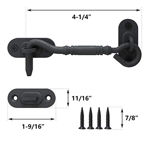 skysen 4” Privacy Hook Latch for Sliding Barn Door, Black(2802) - Image 5