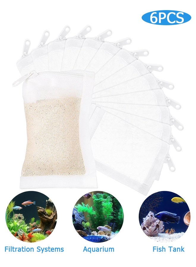 Wffo 6 PCS Media Bags for Aquarium - Extra Fine Mesh Bag Reusable Nylon Net Aquarium Filter Bags with Plastic Zipper for Extra Fine Resins Filter - 2.4 x 4 Inch - Image 1