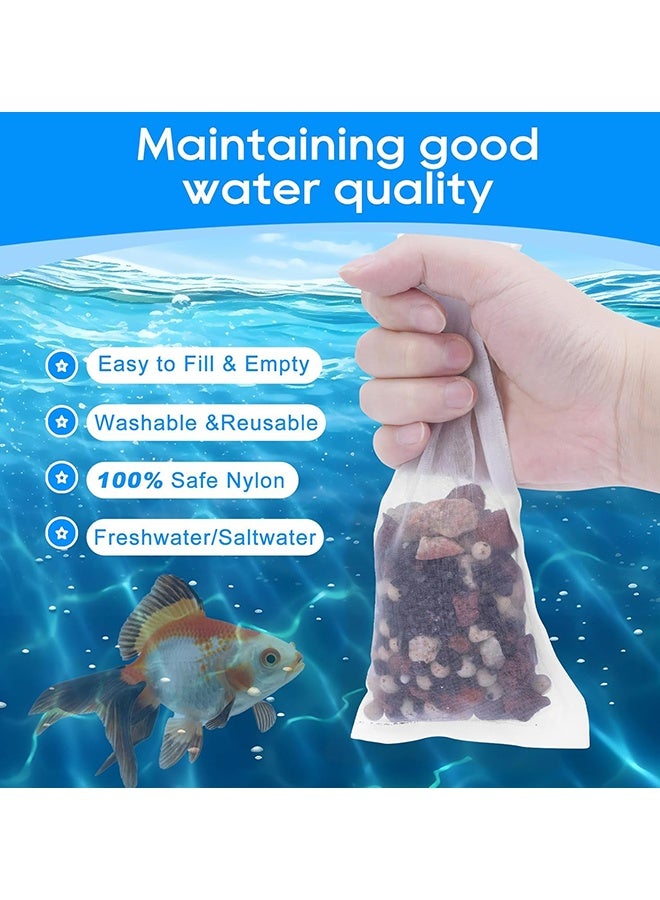 Wffo 6 PCS Media Bags for Aquarium - Extra Fine Mesh Bag Reusable Nylon Net Aquarium Filter Bags with Plastic Zipper for Extra Fine Resins Filter - 2.4 x 4 Inch - Image 4