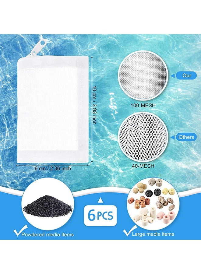 Wffo 6 PCS Media Bags for Aquarium - Extra Fine Mesh Bag Reusable Nylon Net Aquarium Filter Bags with Plastic Zipper for Extra Fine Resins Filter - 2.4 x 4 Inch - Image 2